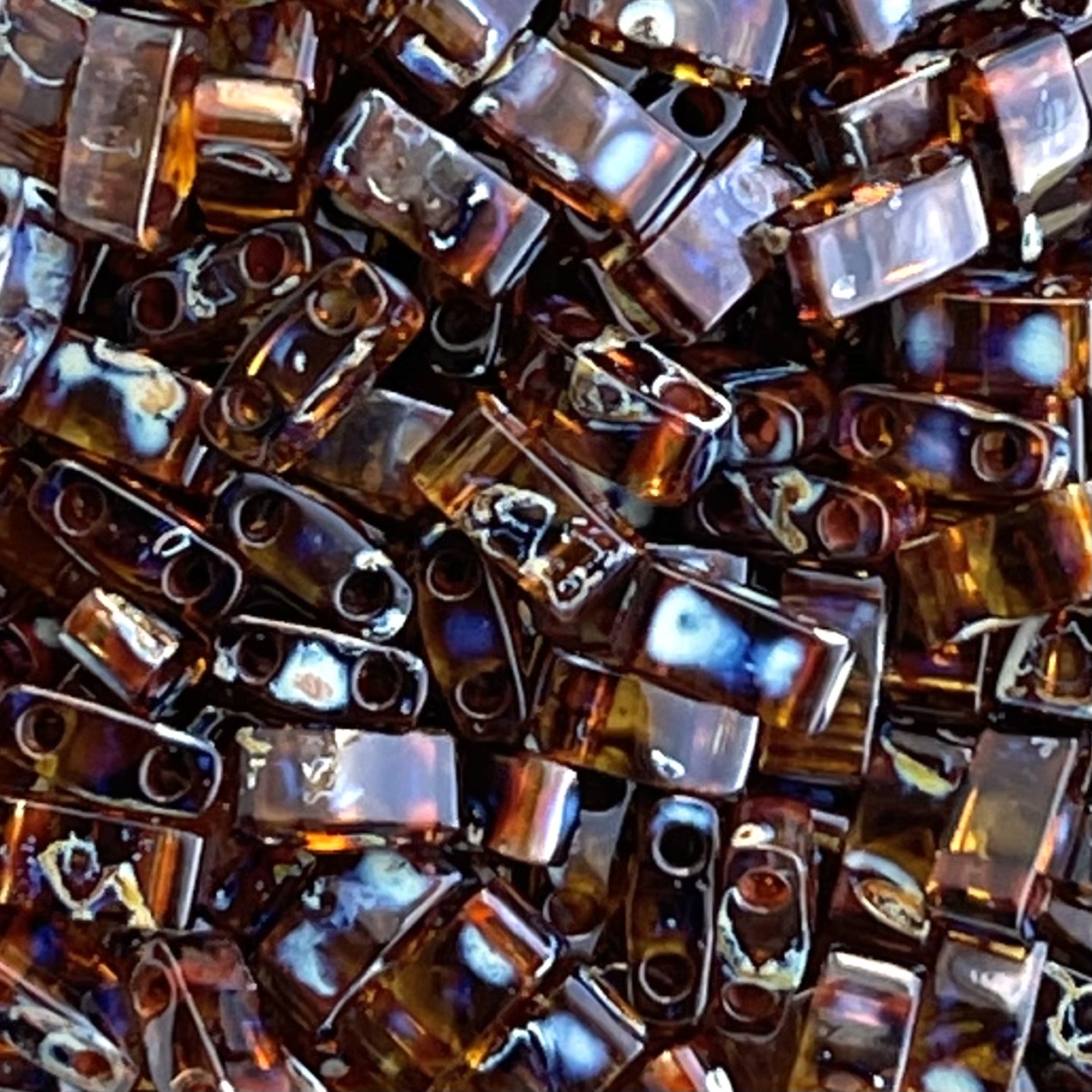 Half Tila Transparent Dark Amber Picasso - Image 1
