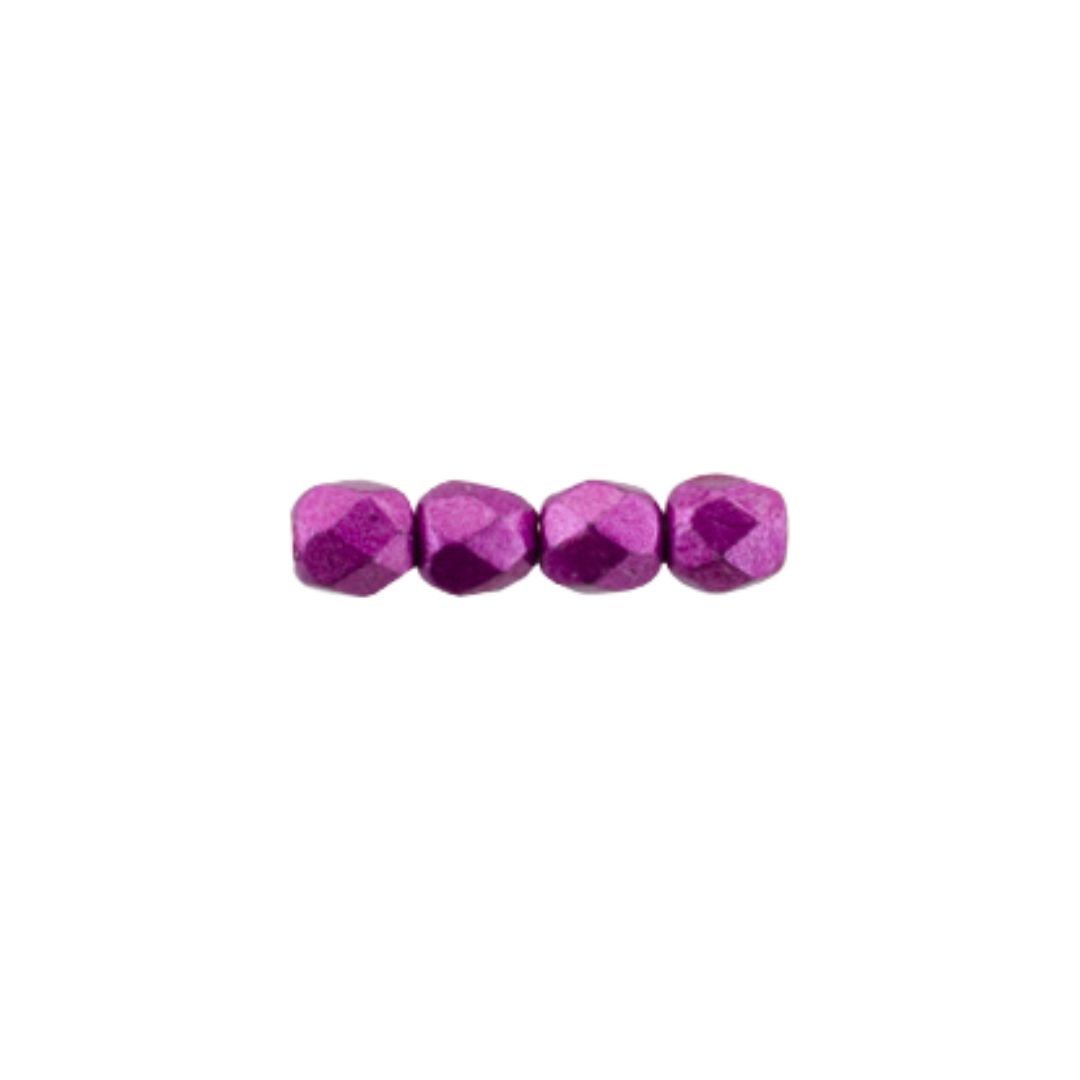 FirePolish 2mm Sueded Gold Fuchsia Red 50 bds/str - Image 1