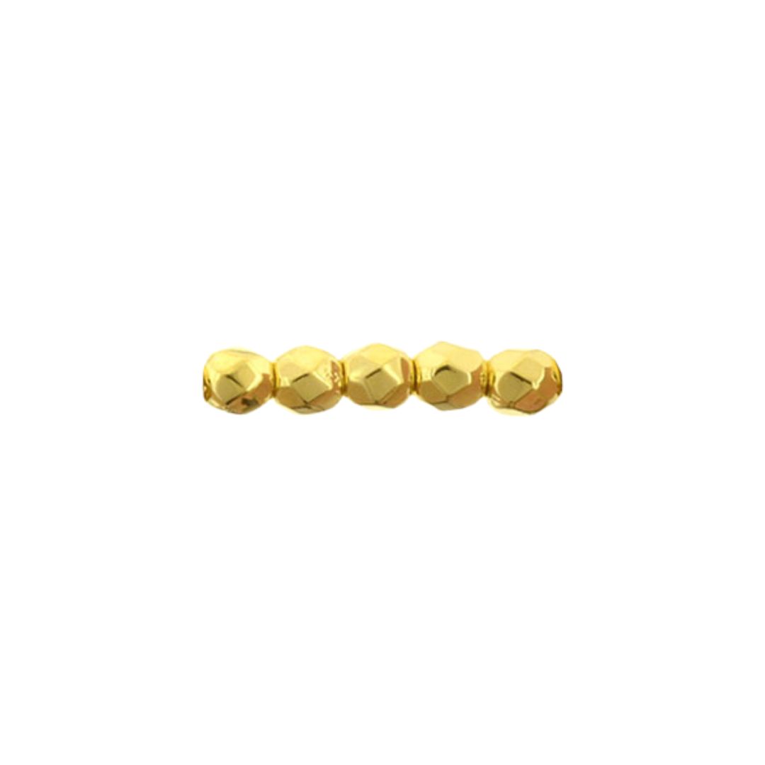 FirePolish 2mm 24K Gold Plared 50bds/str - Image 1