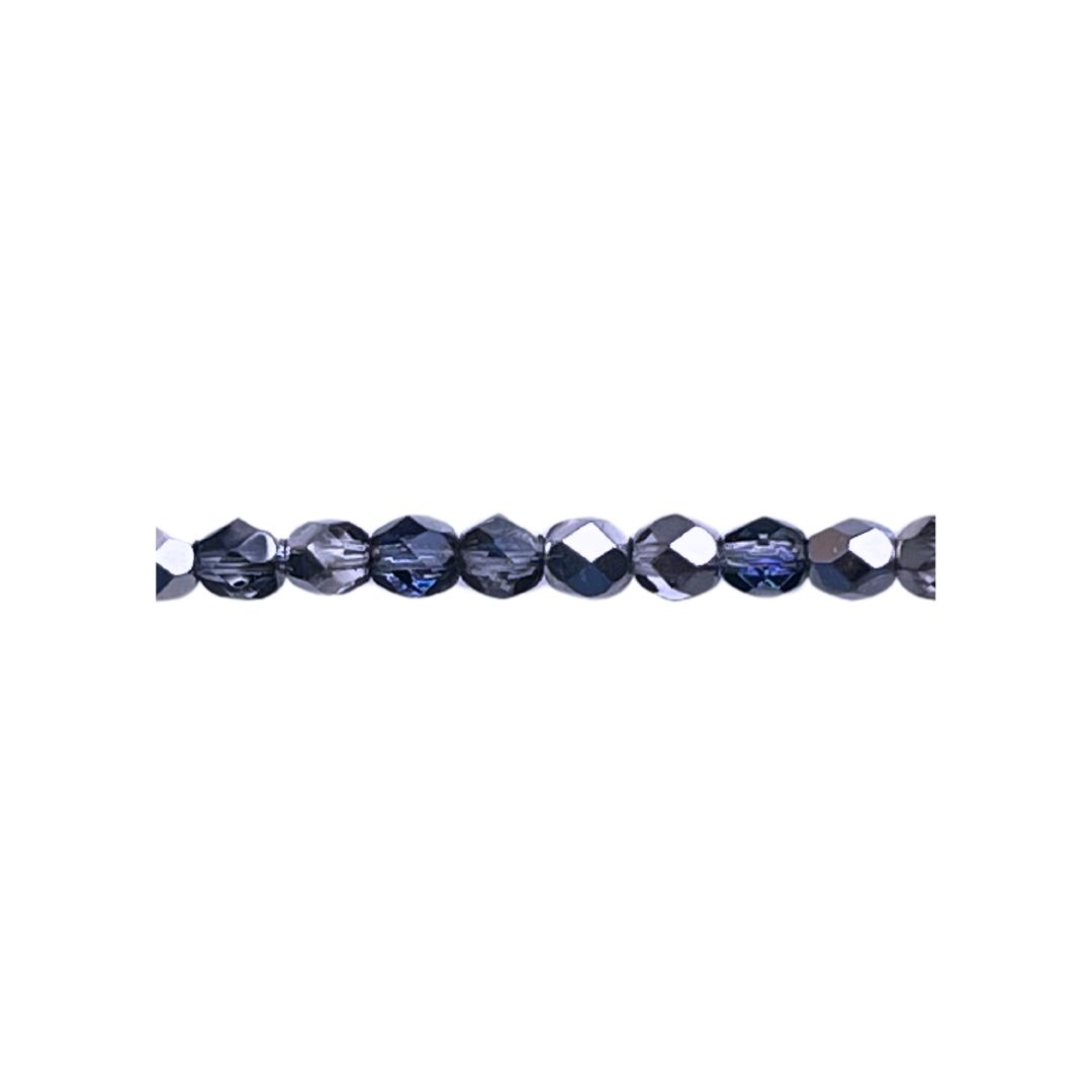 FirePolish 4mm Silver Blue Crystal 50bds/str - Image 1