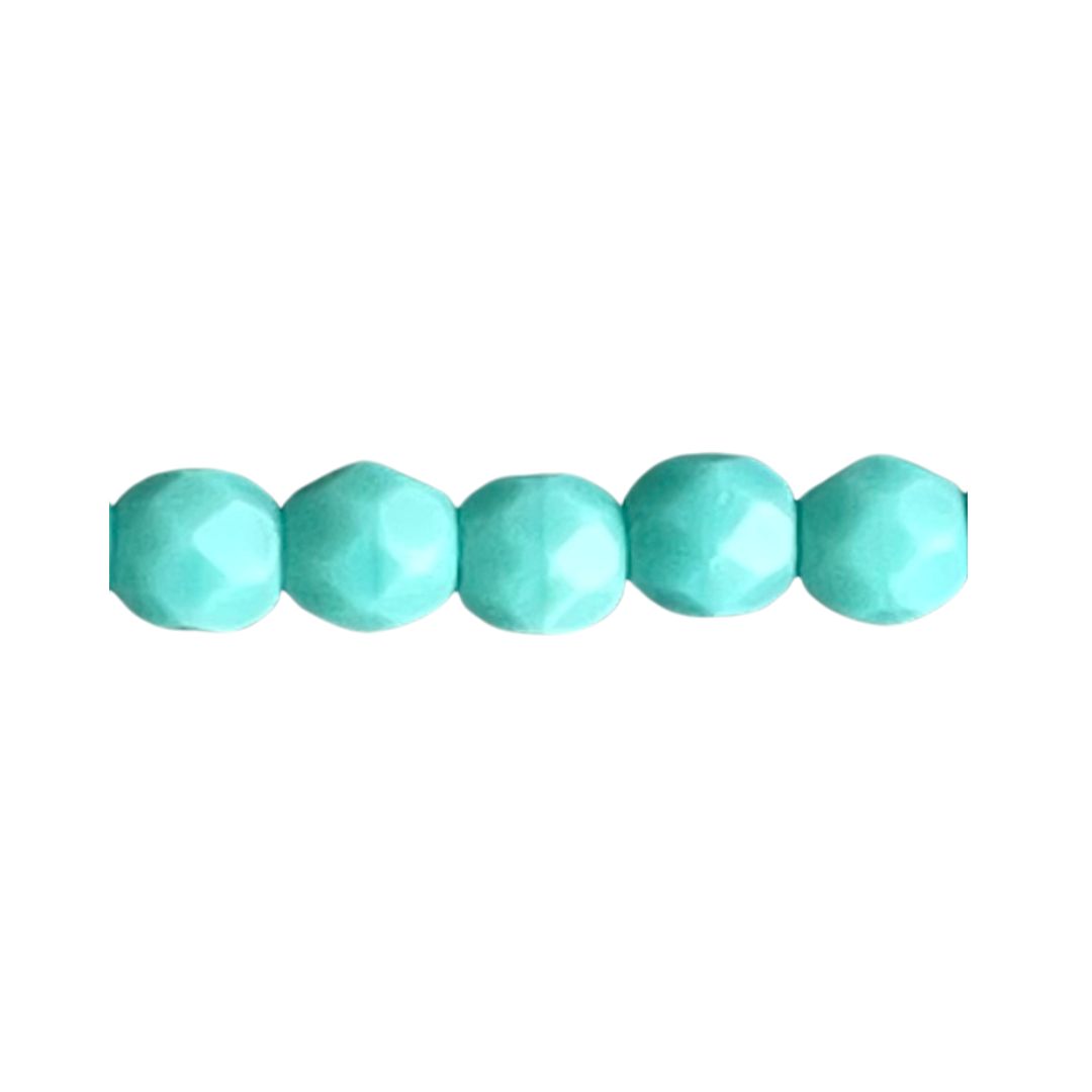 FirePolish 4mm Opaque Turquoise 50bds - Image 1