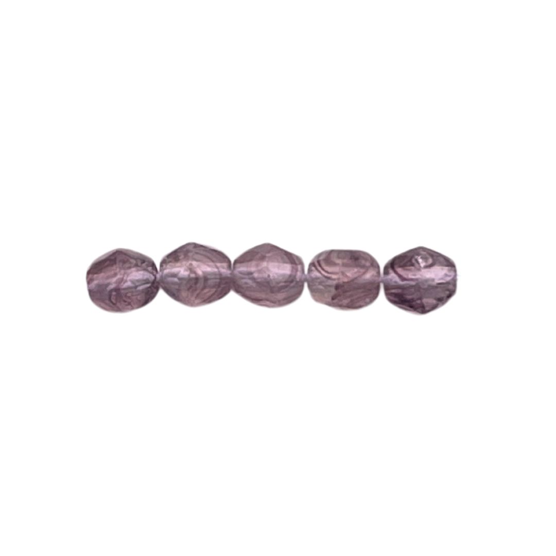 FirePolish 4mm Hurricane Glass Crystal Amethyst Swirl 50bds/str - Image 1