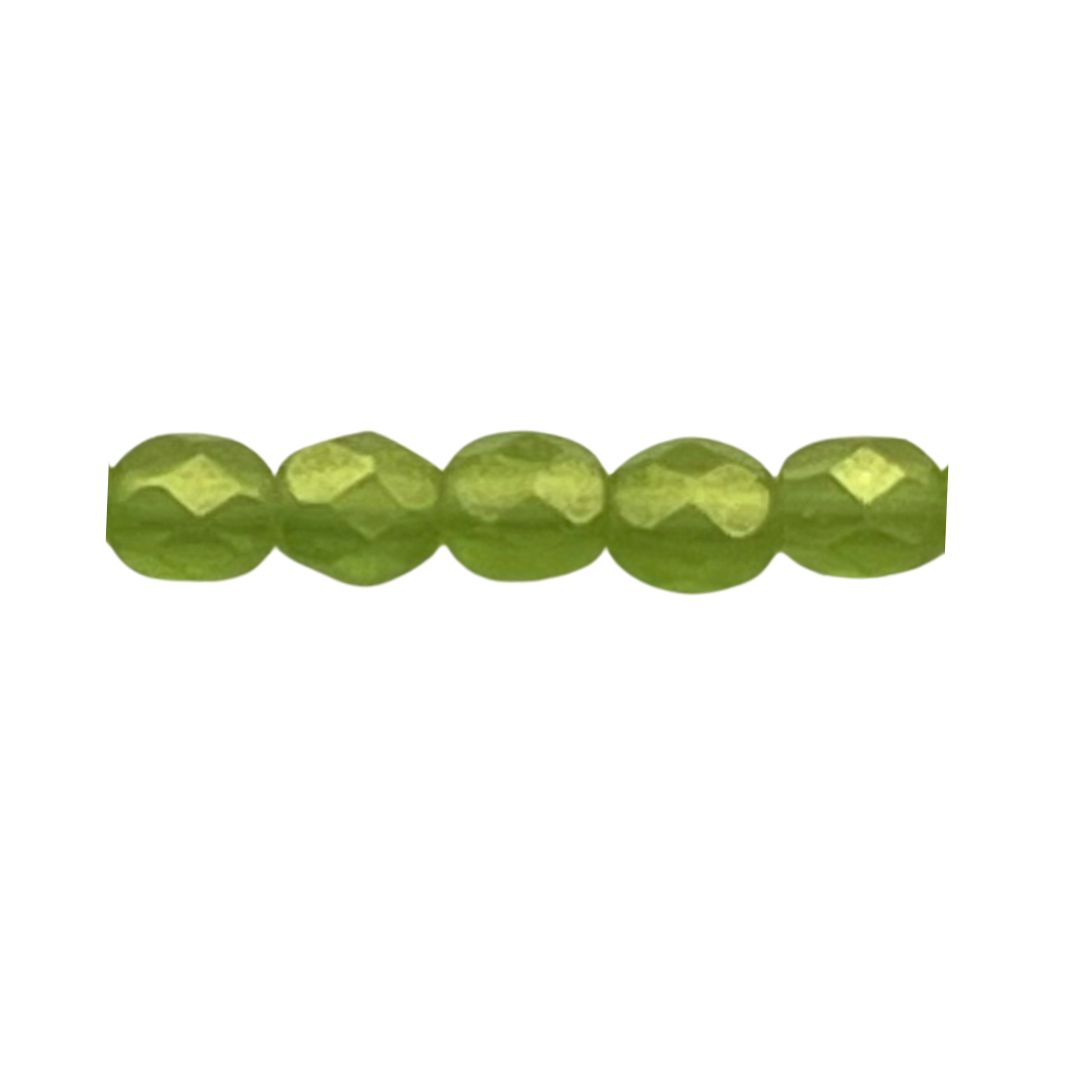 FirePolish 4mm Sueded Gold Olivine 50bds - Image 1
