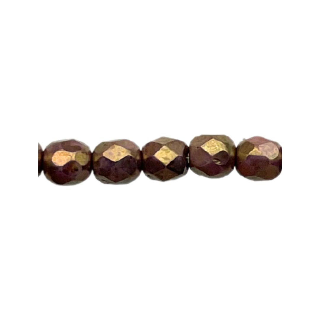 FirePolish 4mm Luster Opaque Gold Smoky Topaz 50bds - Image 1
