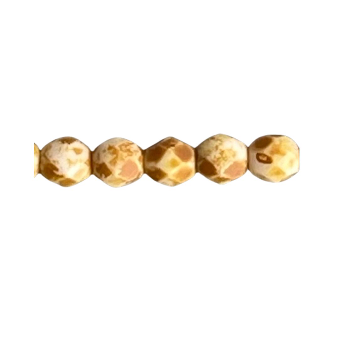 FirePolish 4mm Opaque White Picasso 50bds - Image 1