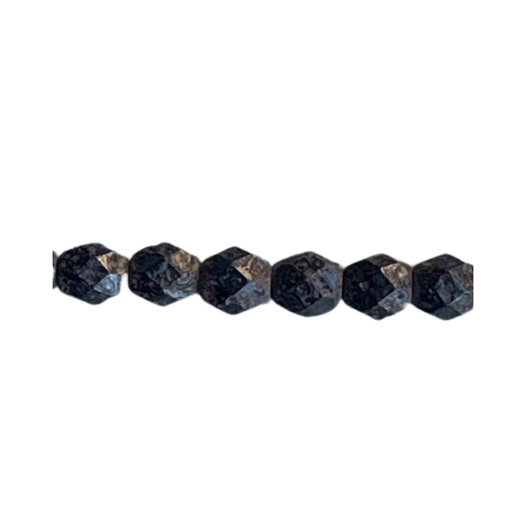 FirePolish 6mm Jet Stone Picasso 25bds/str - Image 1