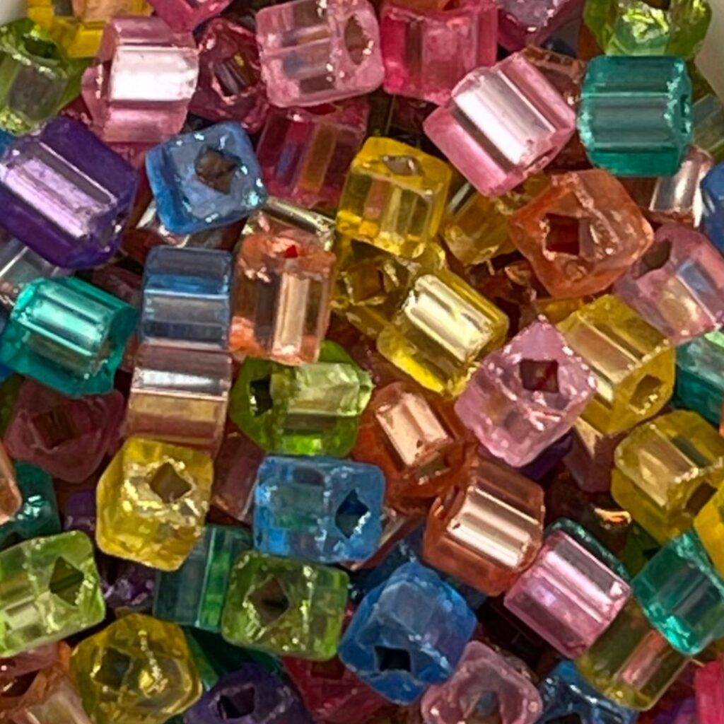 Czech Barroque Square 3.4mm SilverLined Pastel Mix