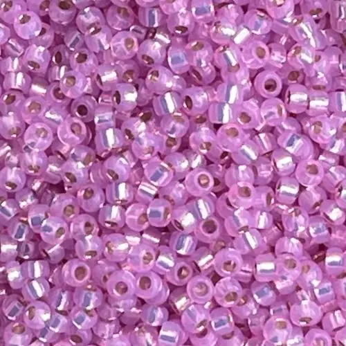Rocalla Miyuki #11 Alabaster Dyed Silverlined Pink