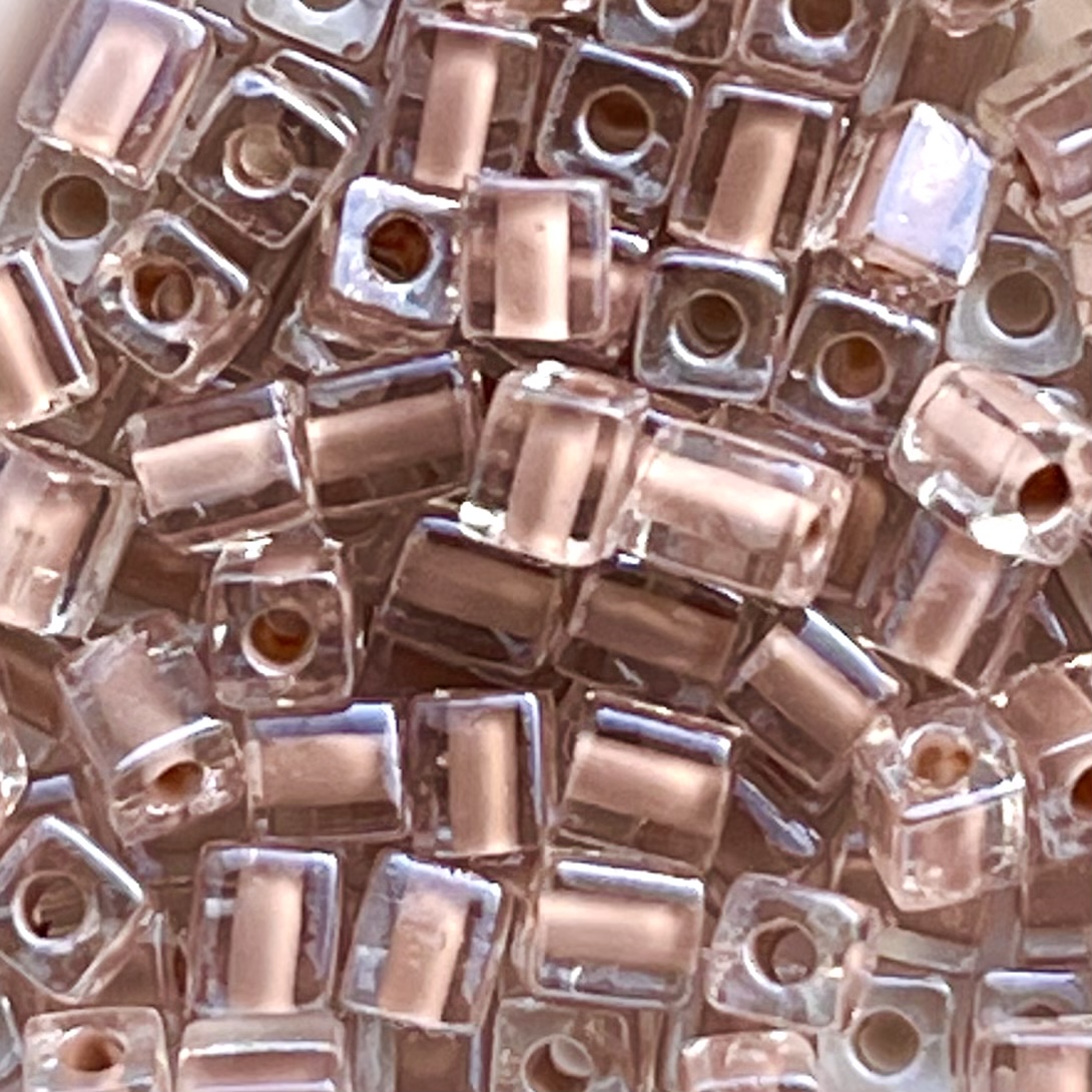 Square 4mm Matte Transparent Color Lined Light Brown - Image 1