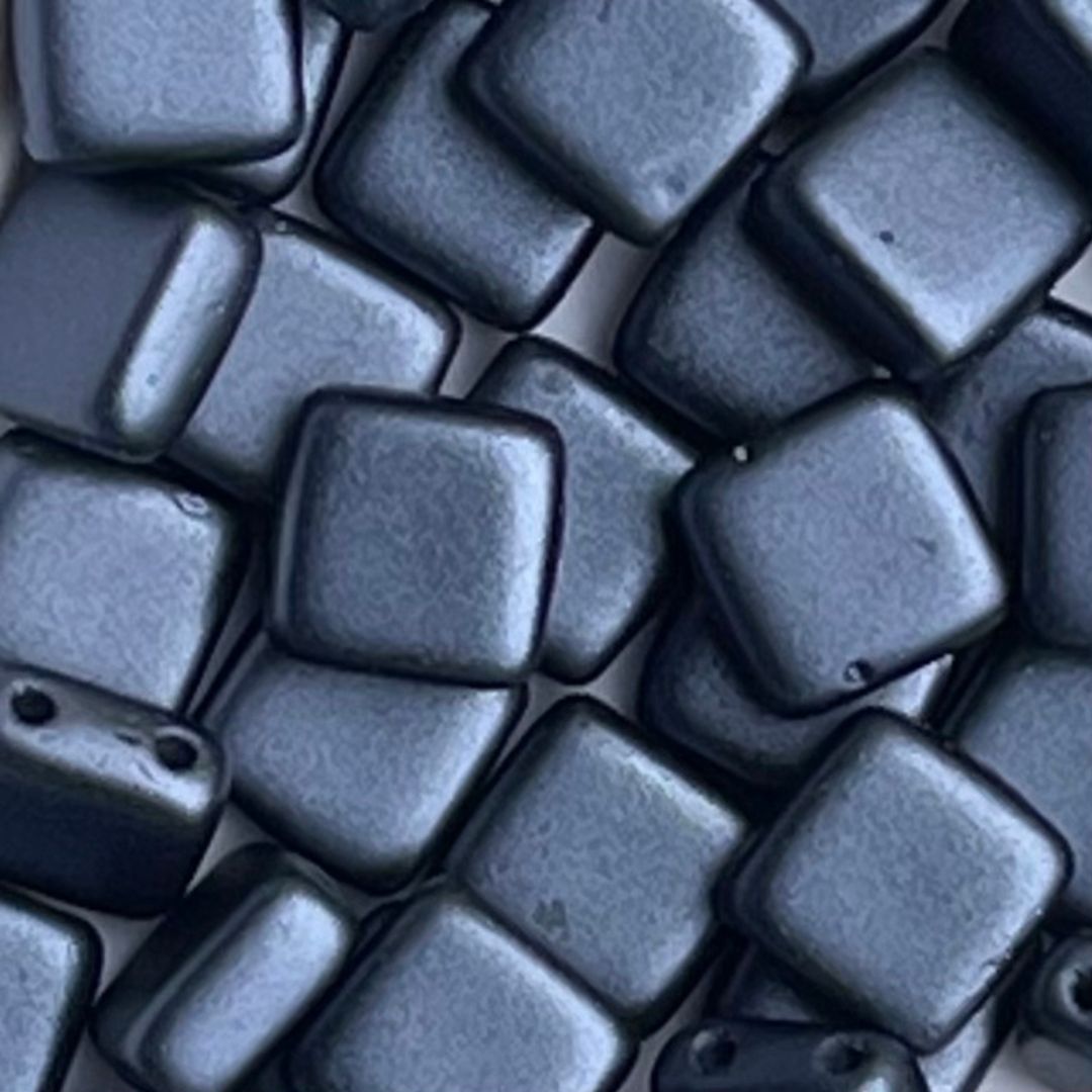 Tile Bead 6mm Pearl Coat Charcoal – 50bds - Image 1