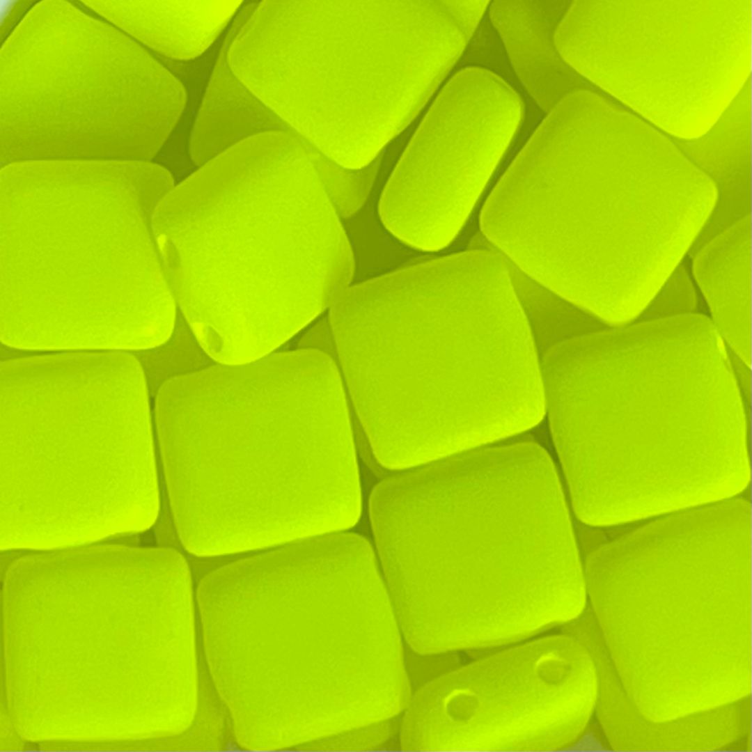 Tile Bead 6mm Neon Yellow x 50 bds - Image 1