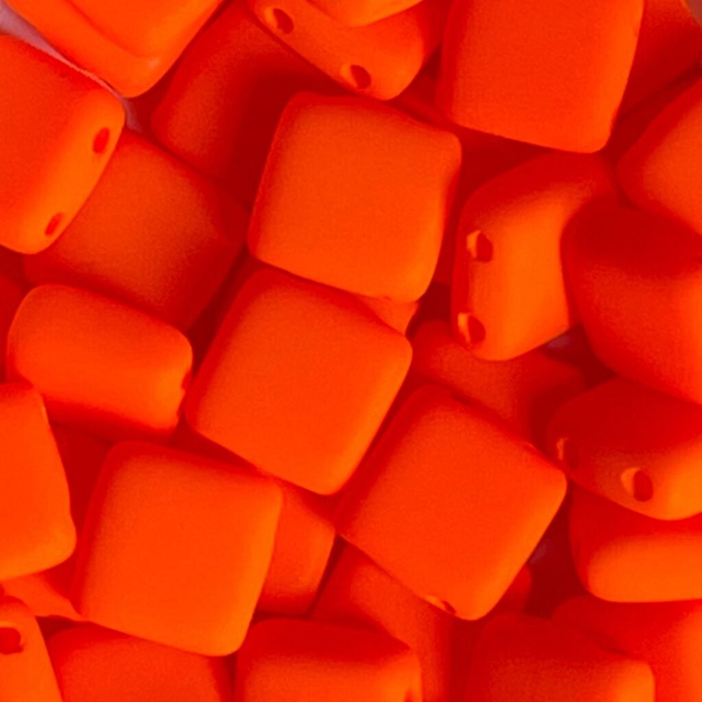 Tile Bead 6mm Neon Orange - 50 bds