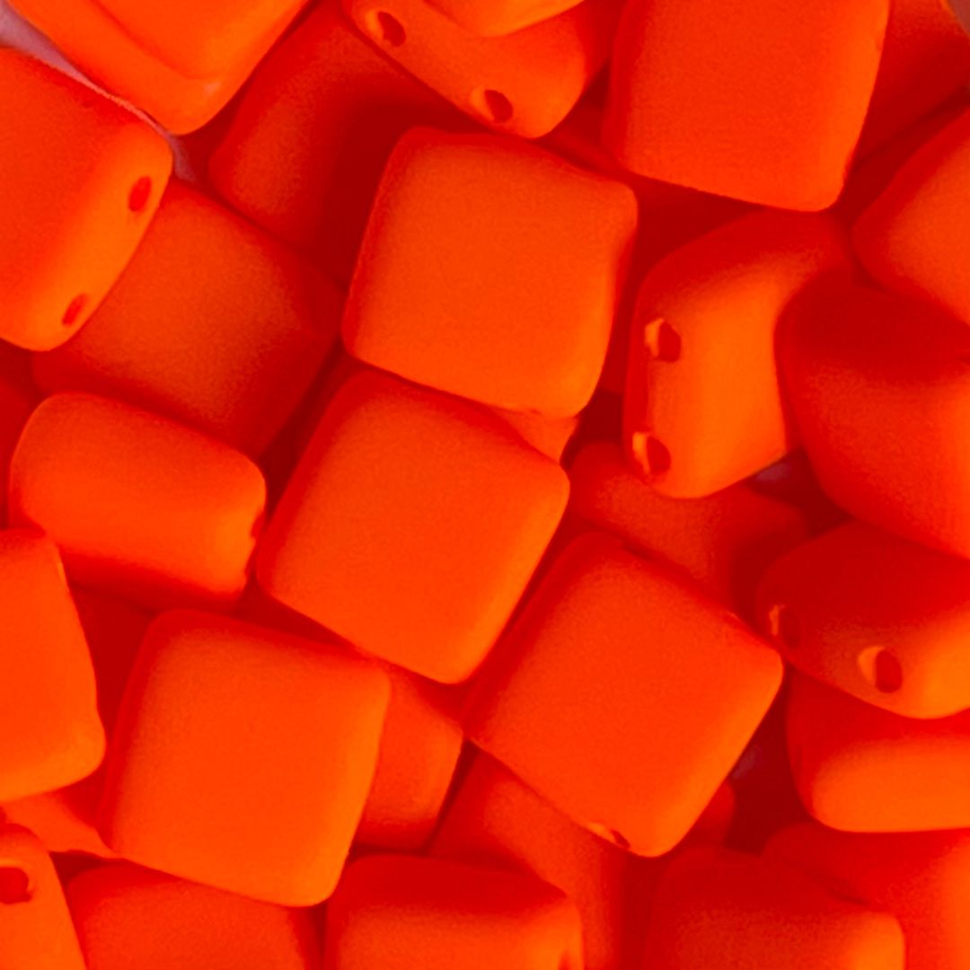 Tile Bead 6mm Neon Orange - 50 bds - Image 1