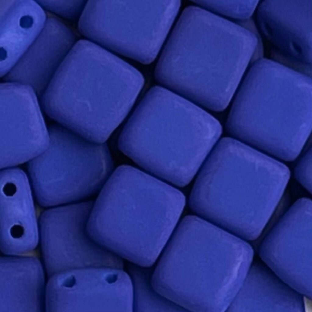 Tile Bead 6mm Neon Blue - 25bds