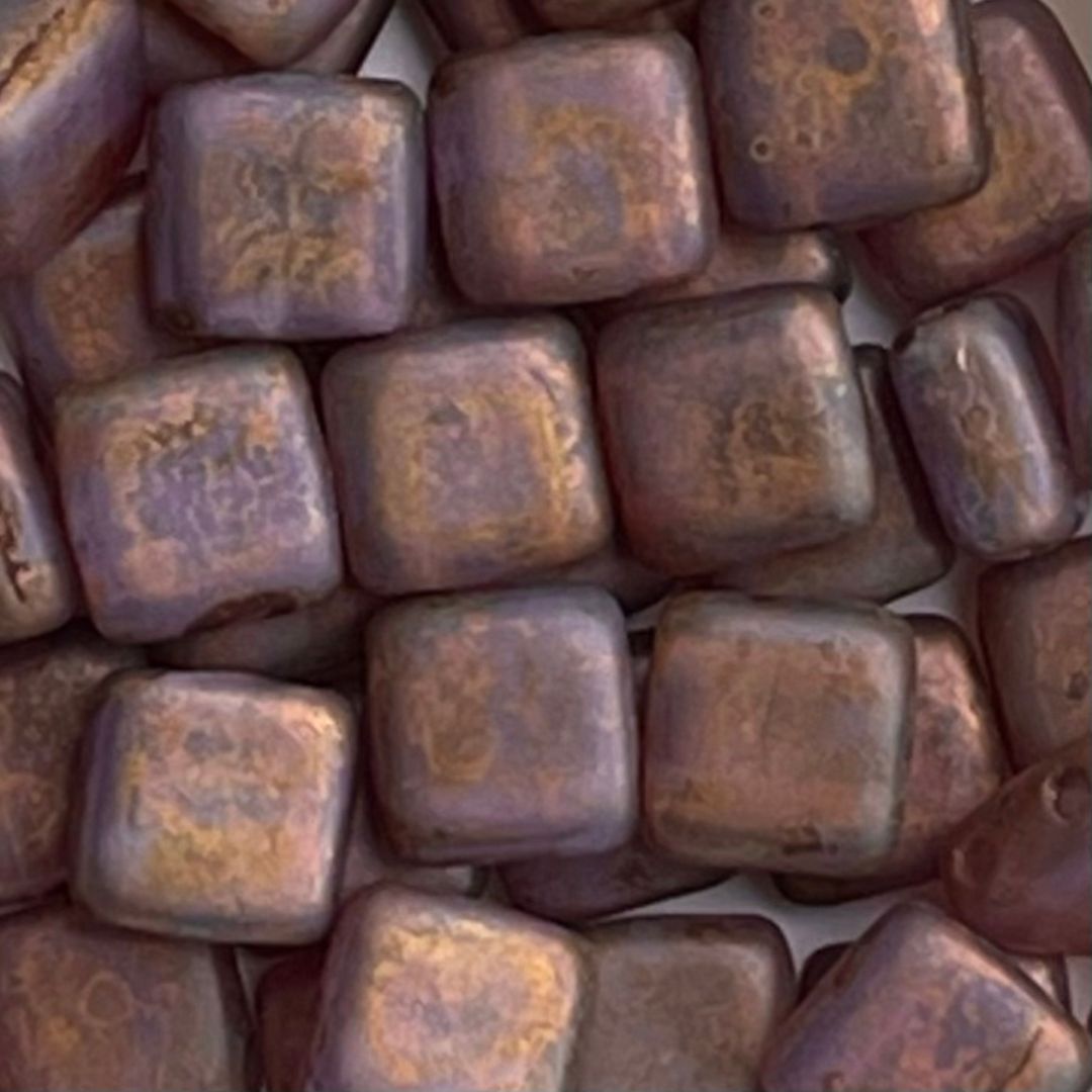 Tile Bead 6mm Milky Alexandrite Copper Picasso – 50bds - Image 1