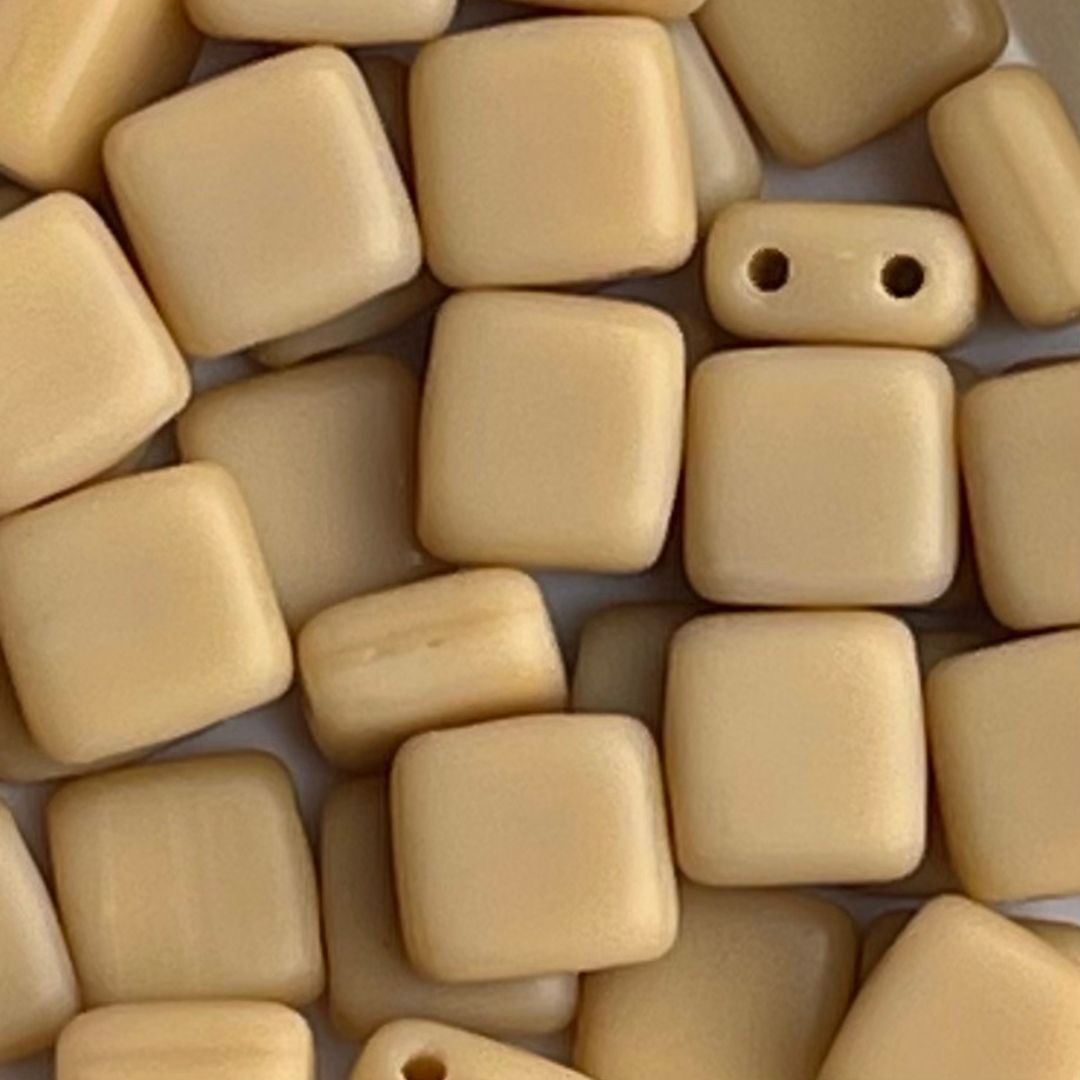 Tile Bead 6mm Matte French Beige – 50bds - Image 1