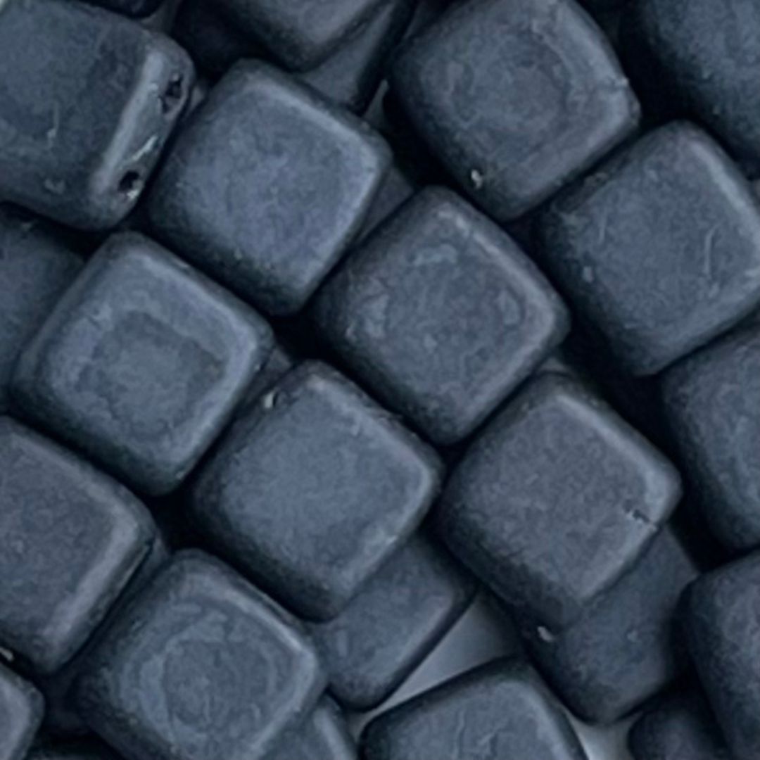 Tile Bead 6mm Matte Hematite – 50bds - Image 1
