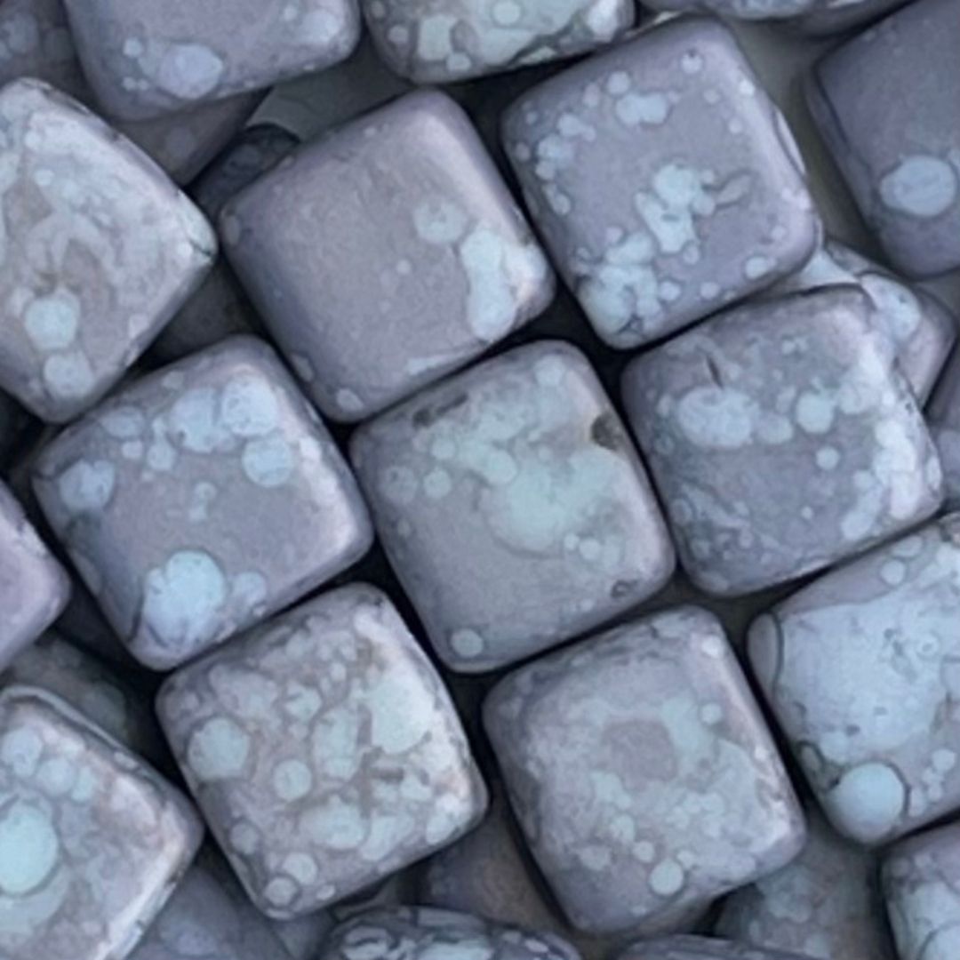 Tile Bead 6mm Matte Opaque Moon Dust – 50bds - Image 1