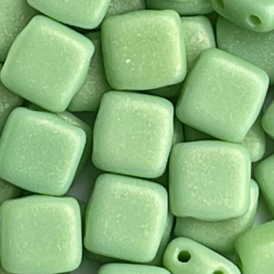 Tile Bead 6mm Sueded Gold Honeydew – 50bds - Image 1