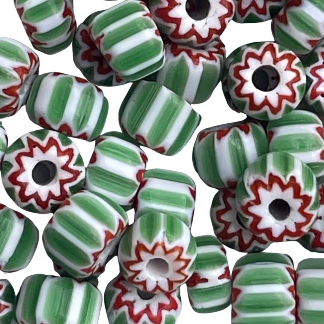 Glass Chevron Bead 6mm Green - Image 1