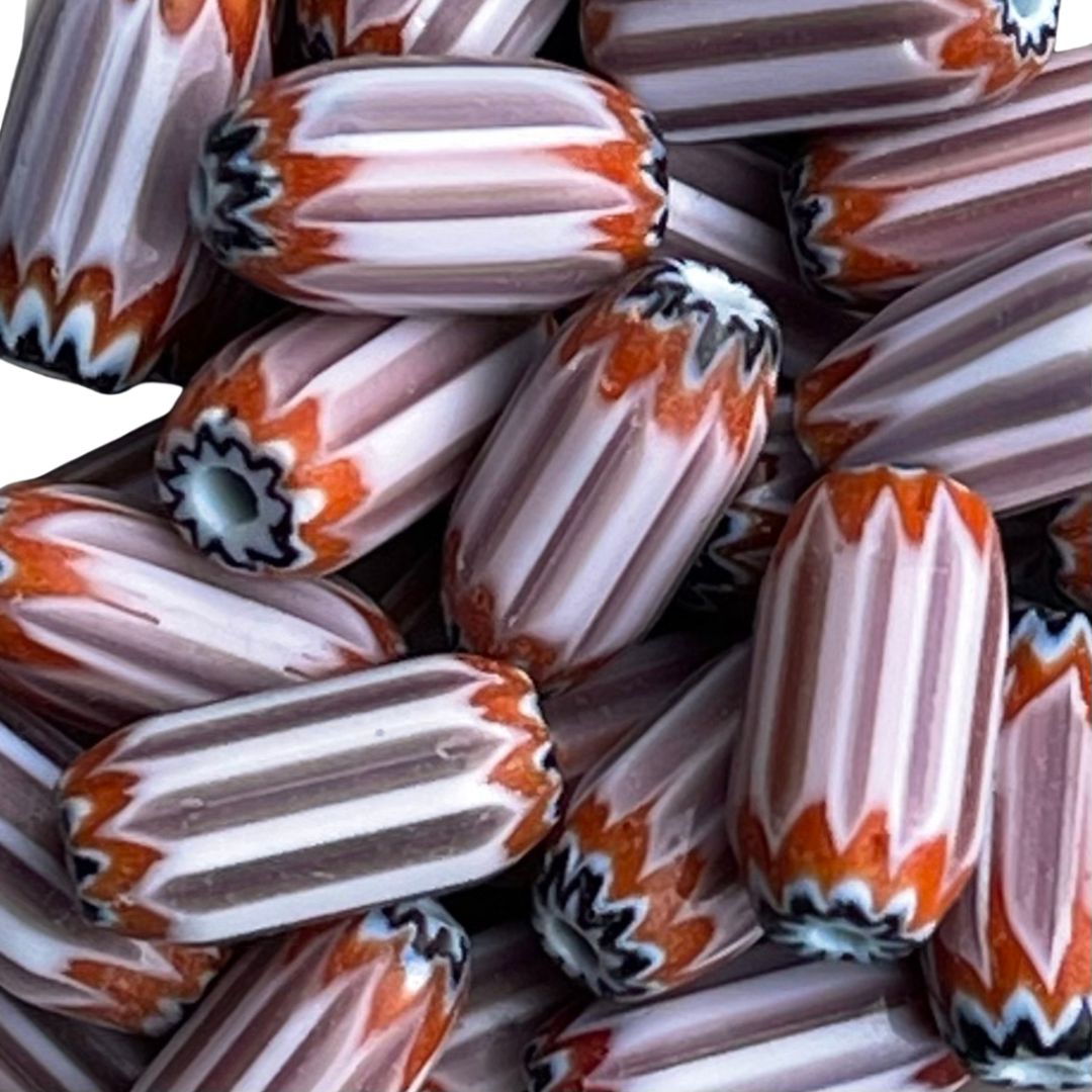 Glass Chevron Beads Oval 12x6mm Amethyst - Image 1