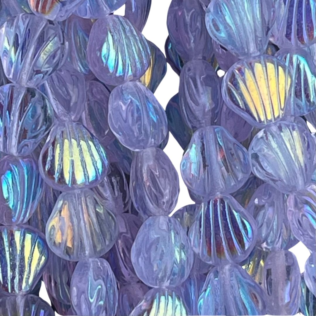 Glass Shell Shape Bead 9x9mm Alexandrite AB x 25bds - Image 1