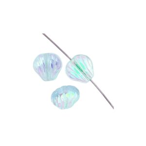 Glass Shell Shape Bead 9x9mm Alexandrite AB x 25bds - Image 3