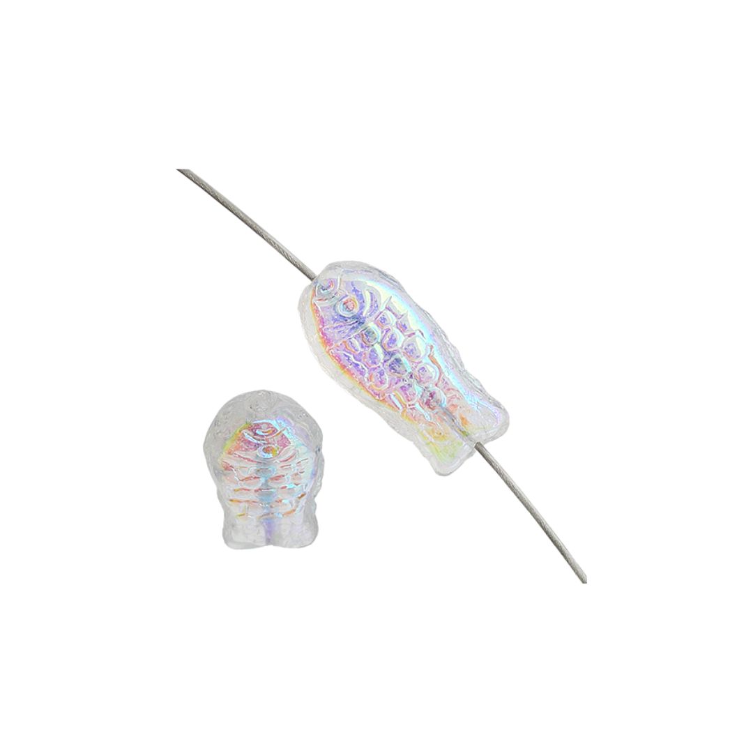 Glass Fish Bead 14x7mm Crystal AB x 25bds - Image 2