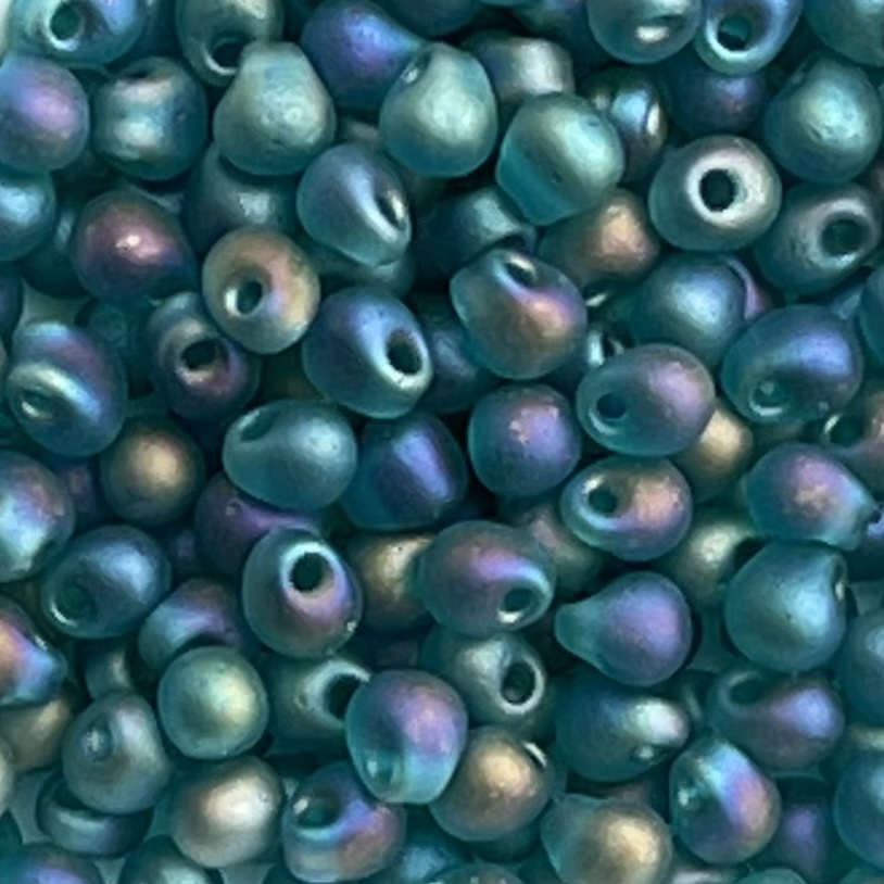 Drop 3.4mm Matte Transparent Rainbow Teal