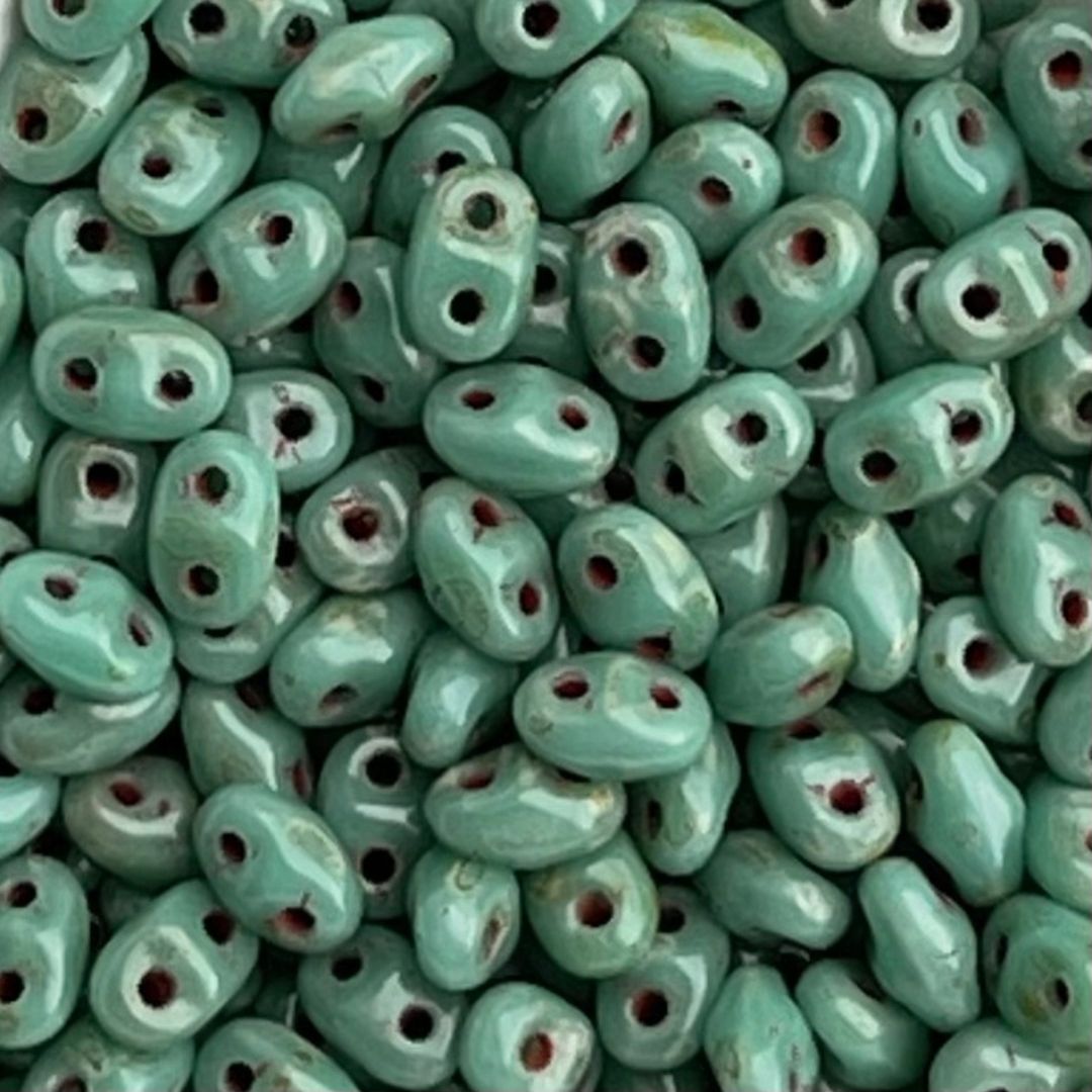 MiniDuo 4x2mm Opaque Turquoise Picasso - Image 1