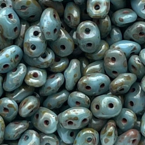 SuperDuo 5x2mm Blue Turquoise Picasso