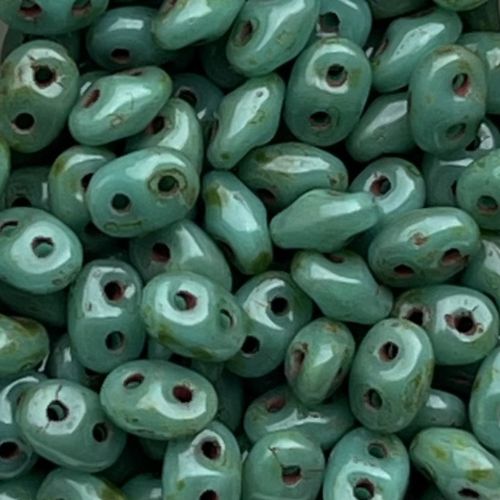 SuperDuo 5x2mm Opaque Turquoise Picasso