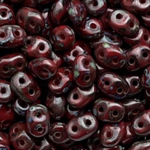 SuperDuo 5x2mm Opaque Red Picasso