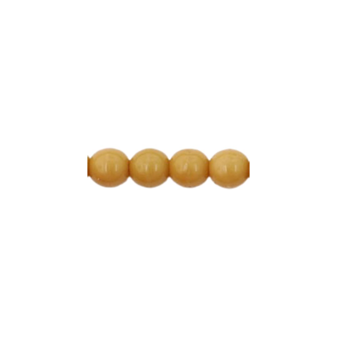 Round Bead 4mm Opaque Dk Beige 100bds/str - Image 1