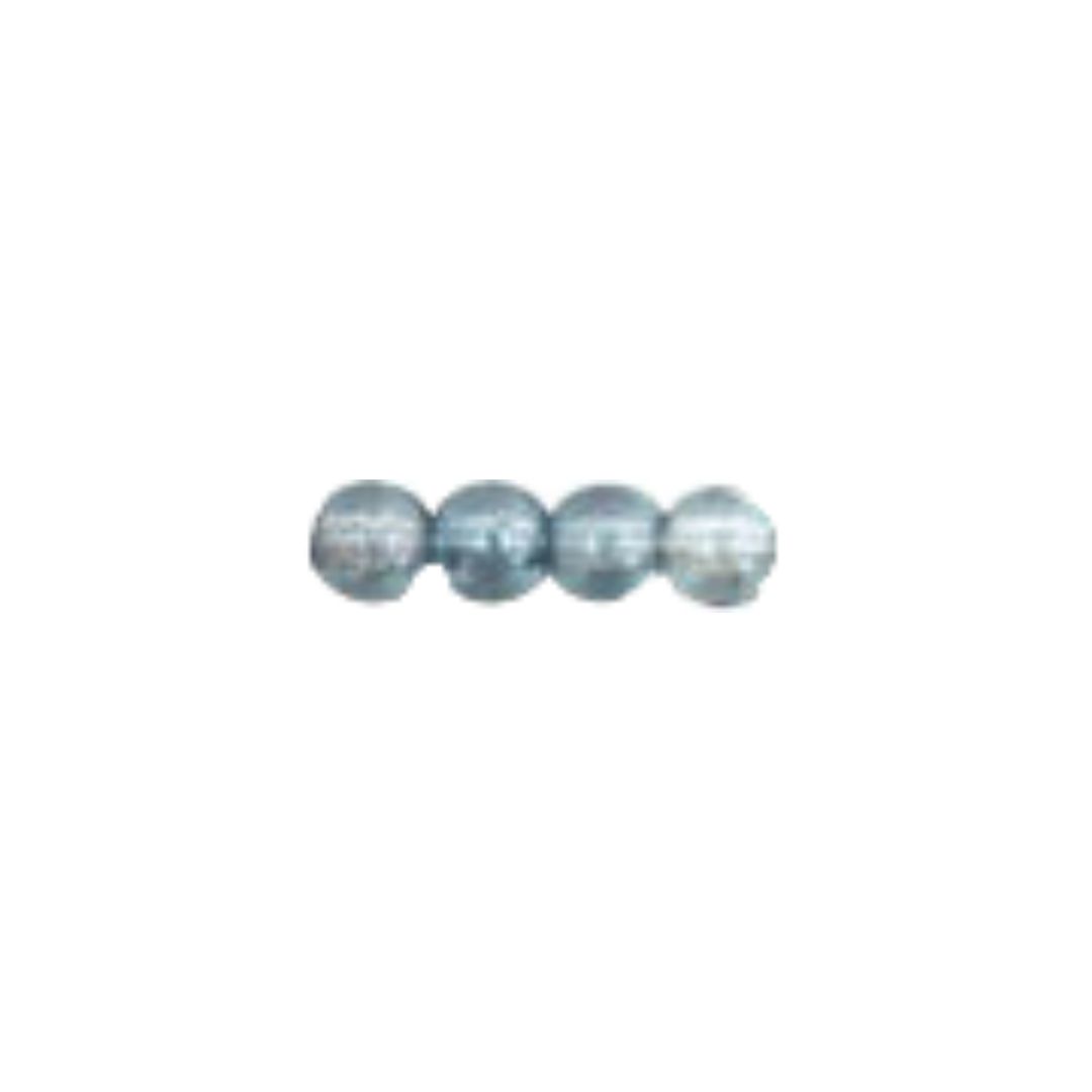 Round Bead 4mm Luster Transparent Gray Blue 100bds/str - Image 1