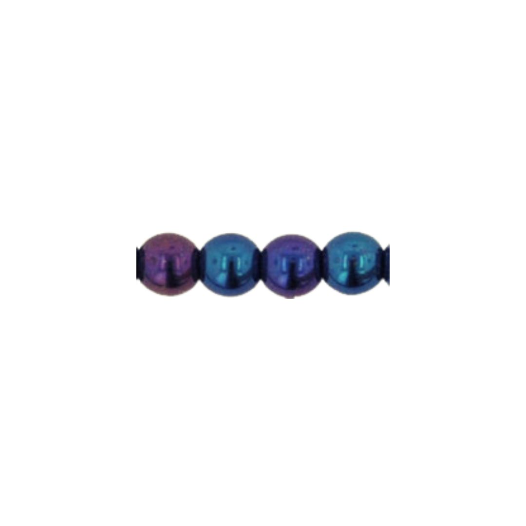 Round Bead 4mm Metallic Iris Blue 50bds/str - Image 1