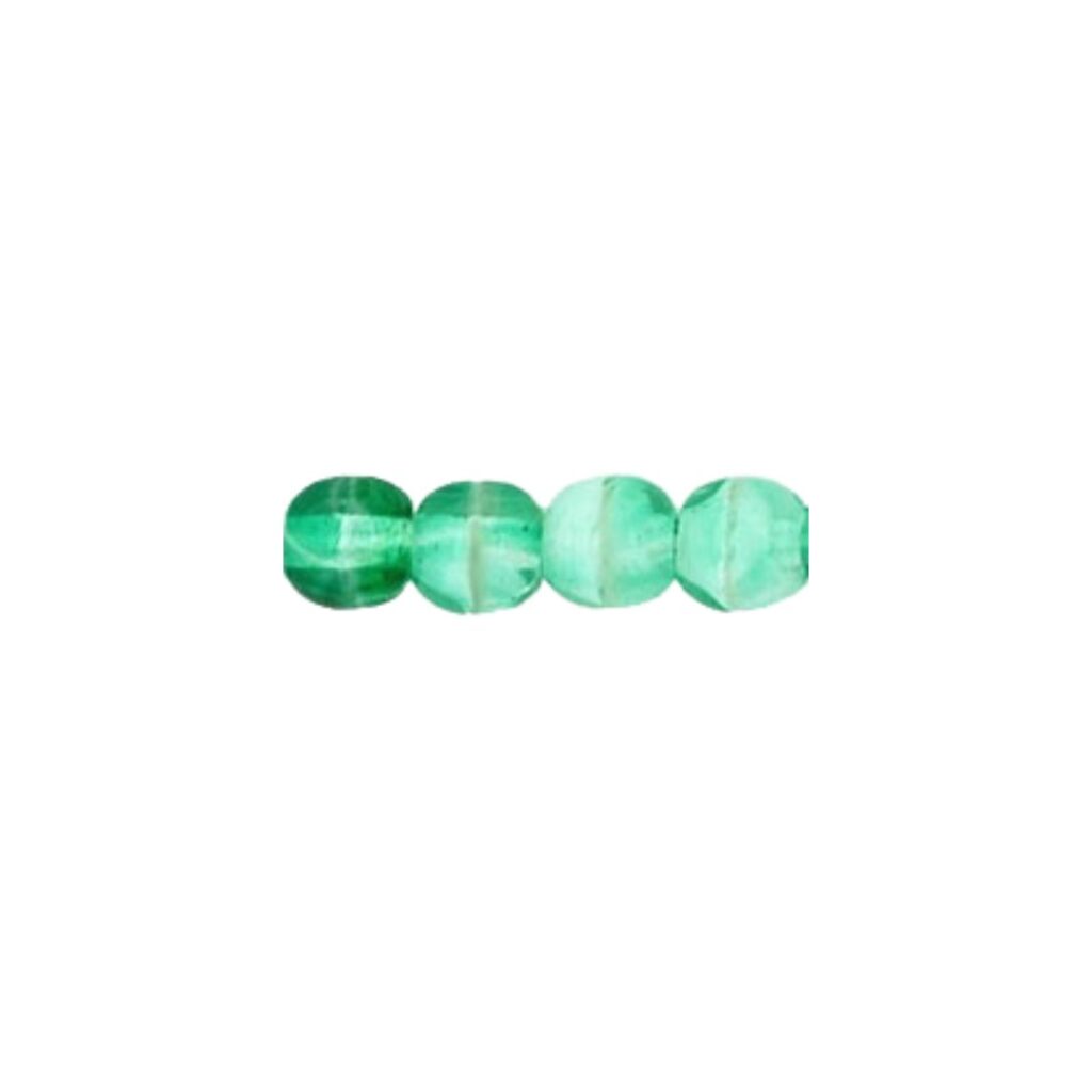 Round Bead 4mm Green-White 100bds/str
