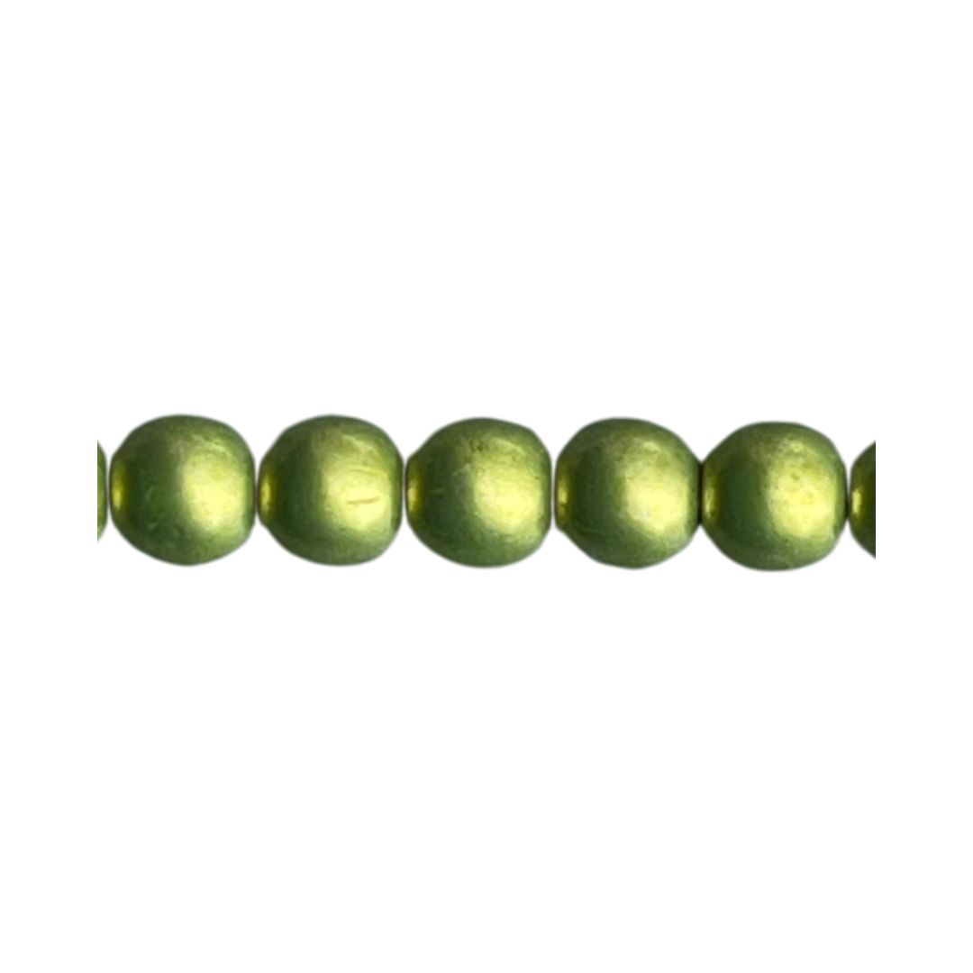 Round Bead 6mm Saturated Metallic Lime Punch 50bds/str - Image 1