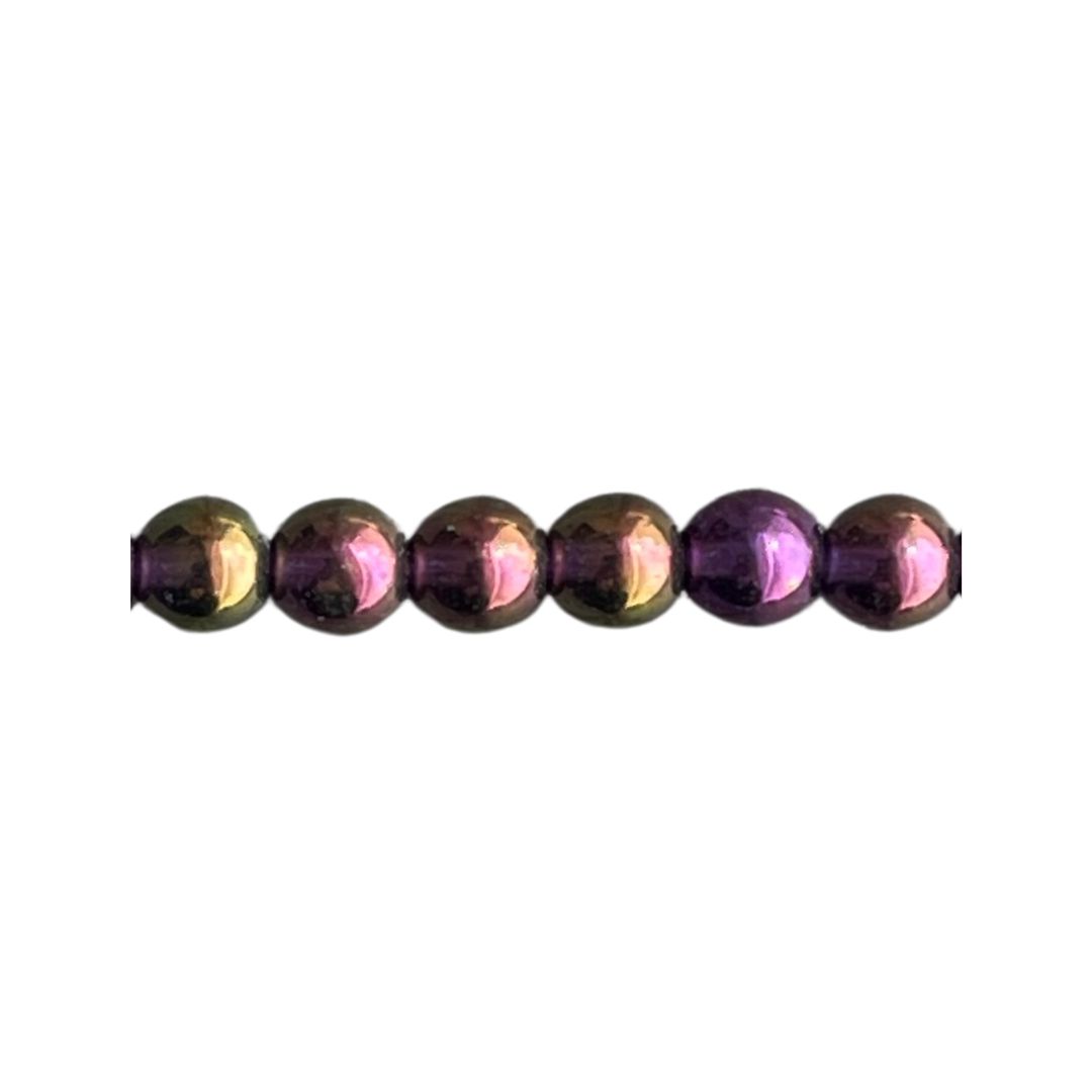 Round Bead 6mm Luster Iris Tanzanite 25bds/str - Image 1