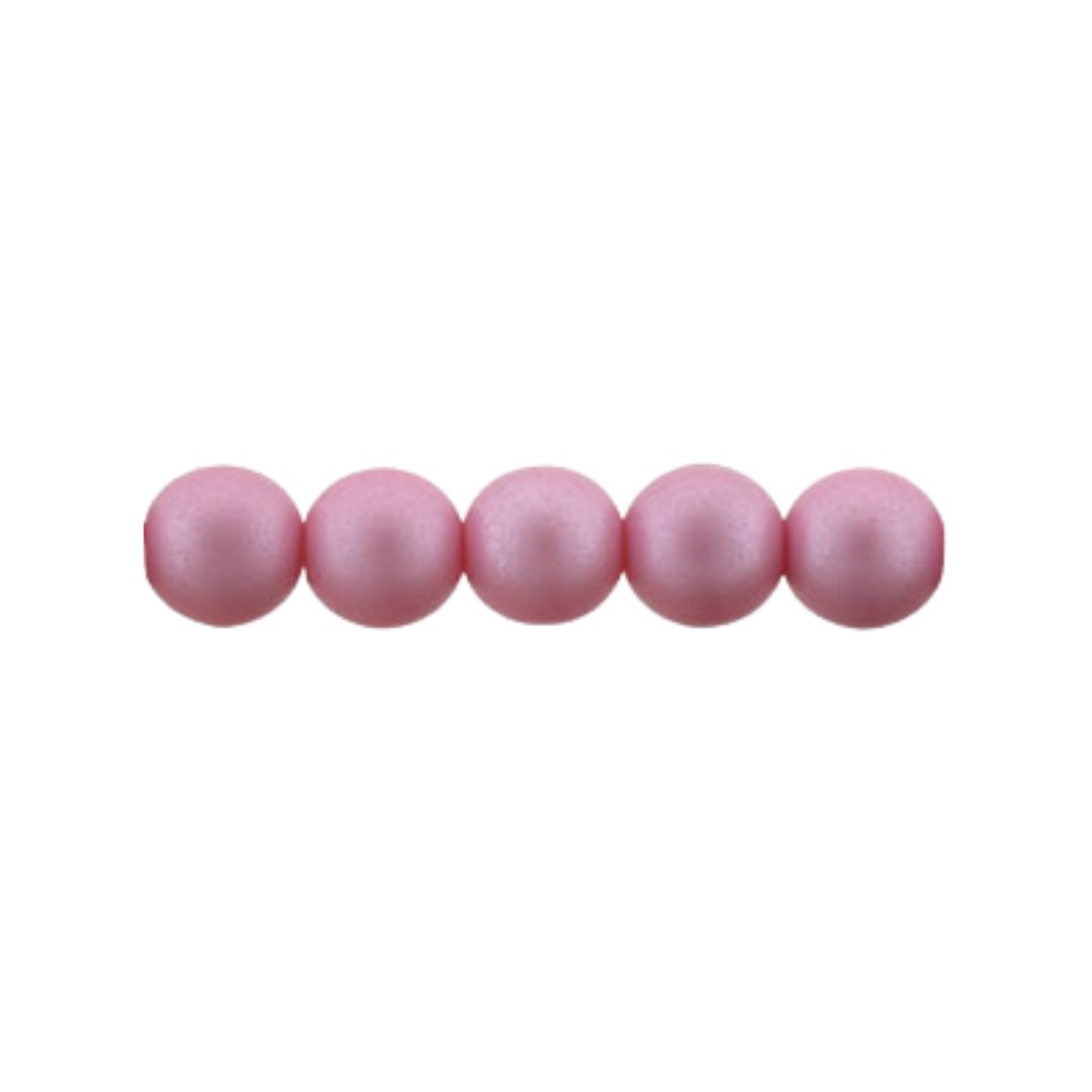 Glass Pearls 6mm Matte Flamingo 25bds x str - Image 1