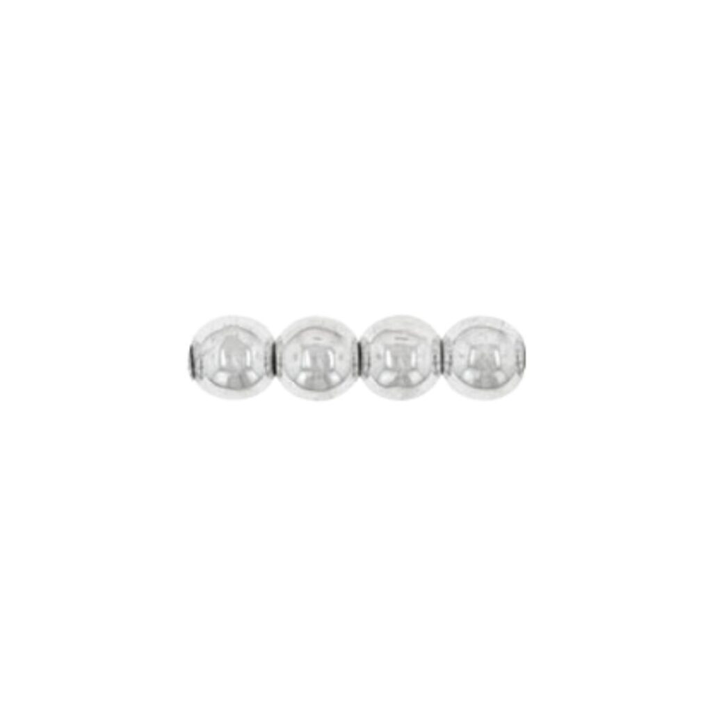 Round Bead 4mm Metallic Silver 50bds/str
