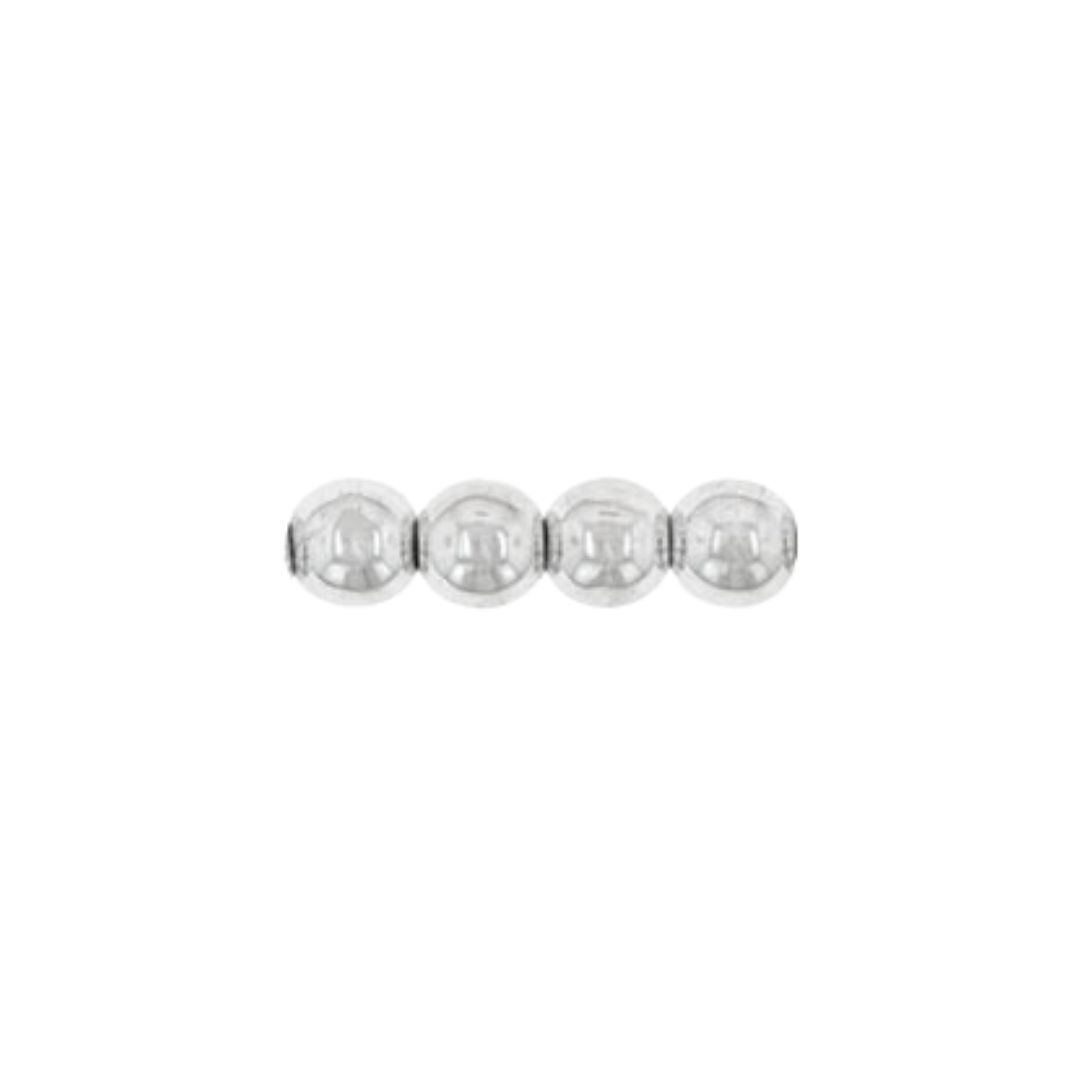 Round Bead 4mm Metallic Silver 50bds/str - Image 1