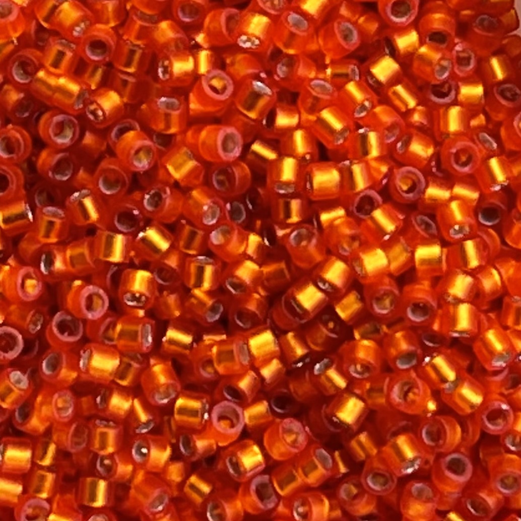 Delica Bead Semi Matte SilverLined Orange - Image 1