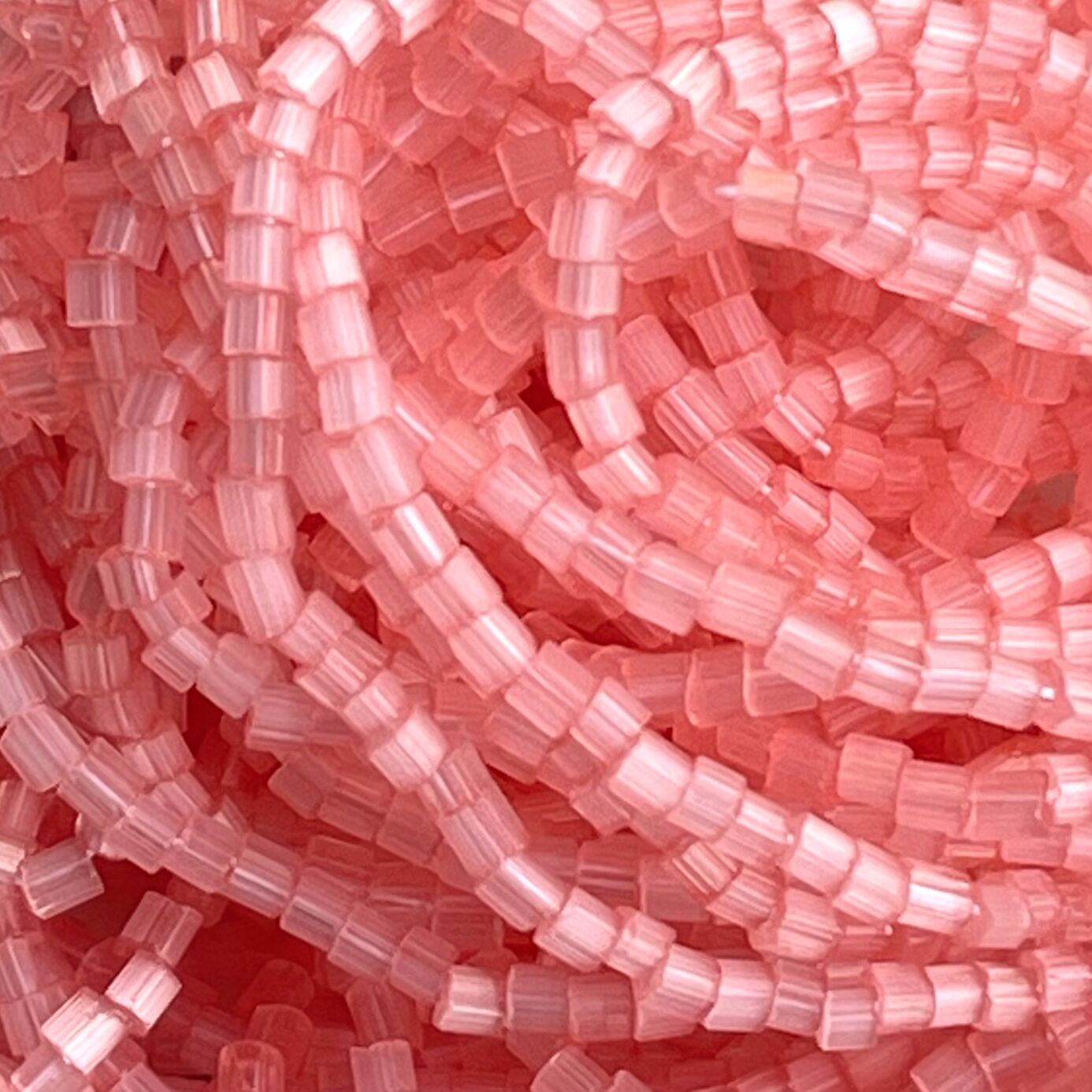 Czech Seed Beads 10/0 2Cut Satin Light Pink SOLGEL Strung - Image 1