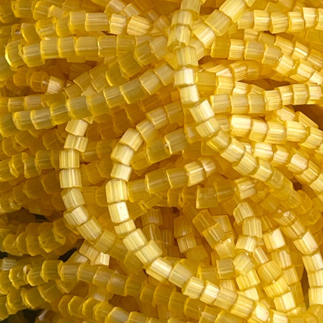Czech Seed Beads 10/0 2Cut Satin Yellow Solgel Strung - Image 1
