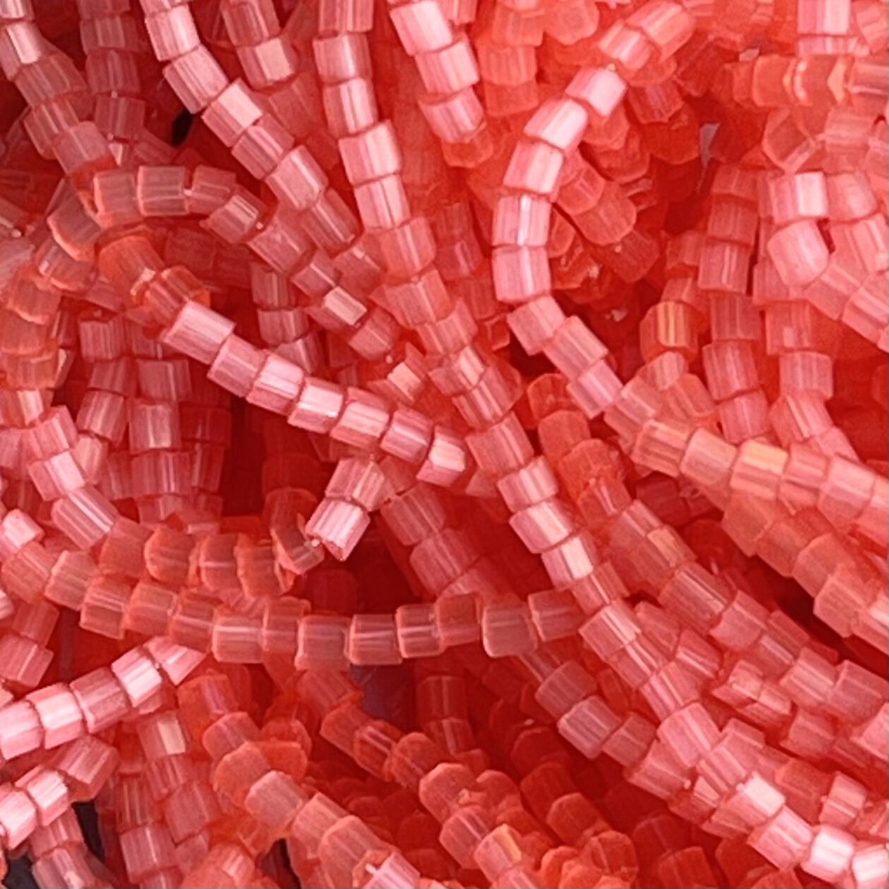 Czech Seed Beads 10/0 2Cut Satin Pink Solgel Strung - Image 1