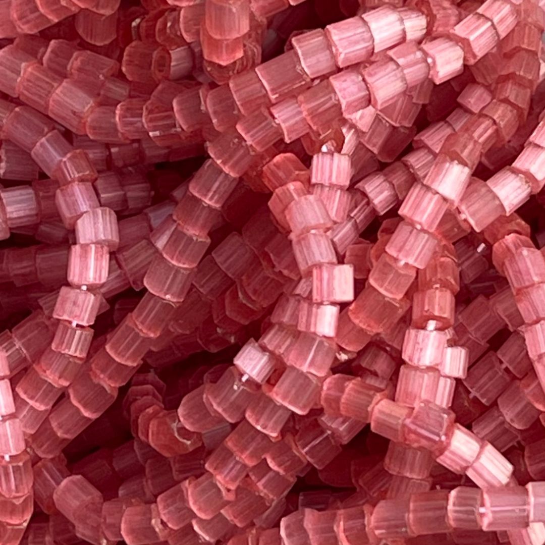 Czech Seed Beads 10/0 2Cut Satin Dark Pink Solgel Strung - Image 1