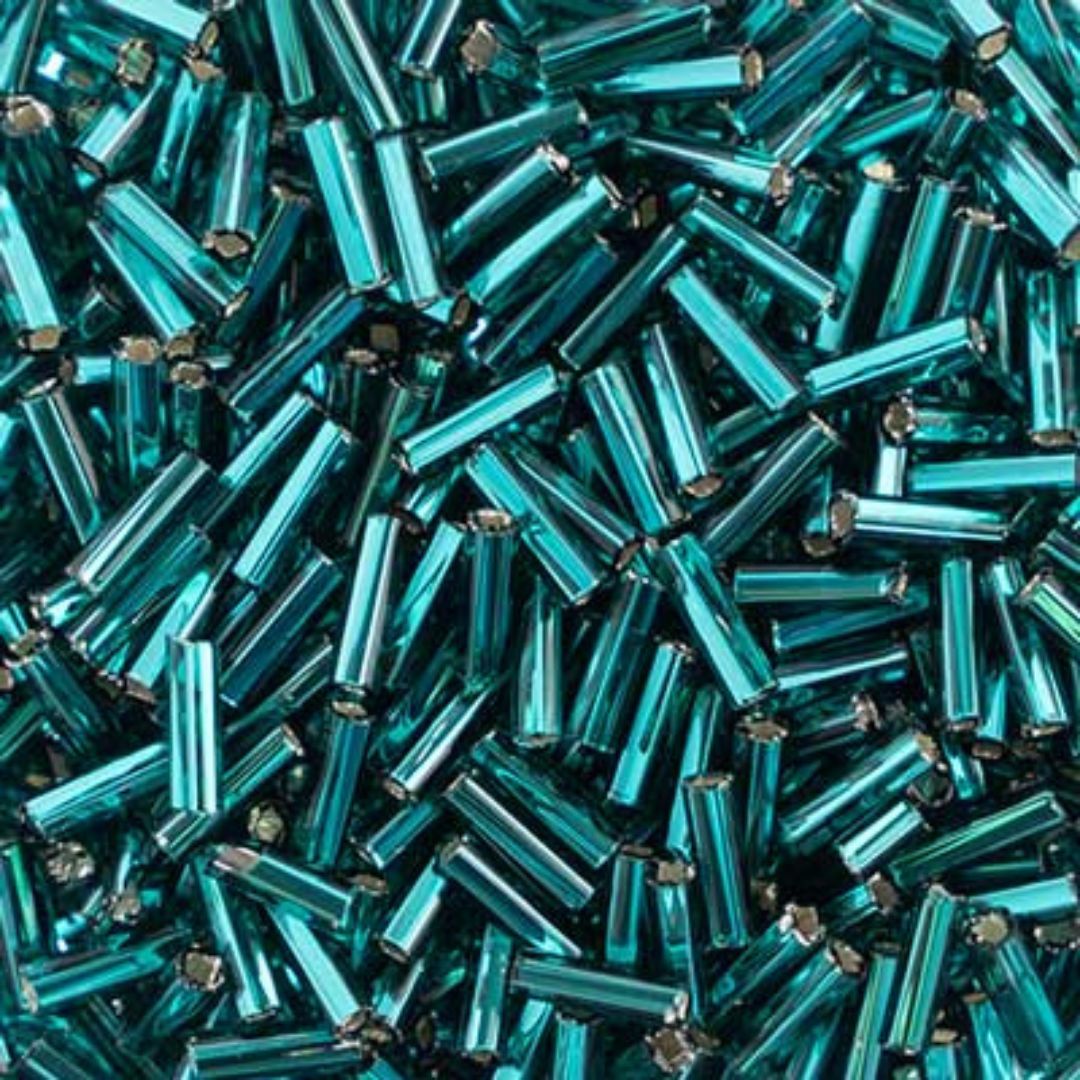 Czech Bugles #3 SilverLined Teal Green - Image 1