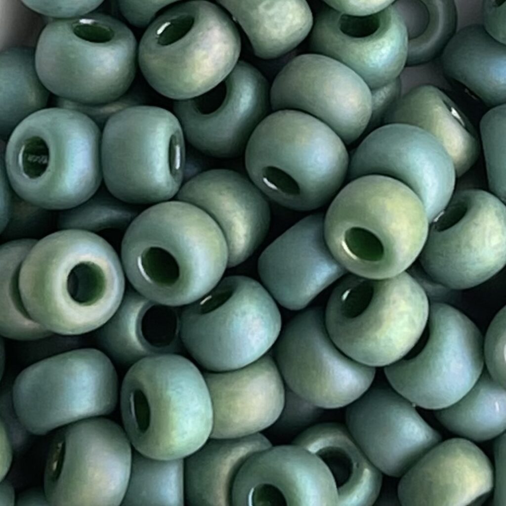 Rocalla Miyuki #6 Frosted Opaque Glaze Rainbow Green
