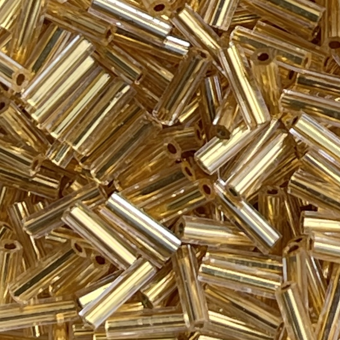 Bugle #2 (6mm) 24KT Gold Lined Hex Cut - Image 1